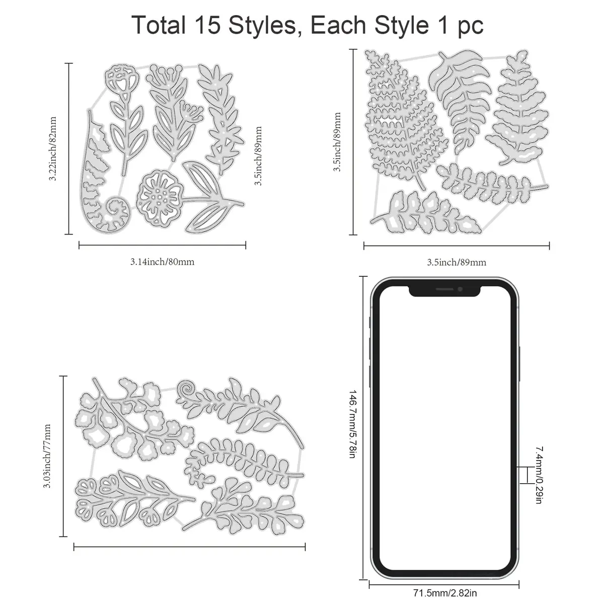 INFUNLY Fern Leaf Cutting Dies 15pcs | Creative Scrapbooking & Card Making Tool - view 5