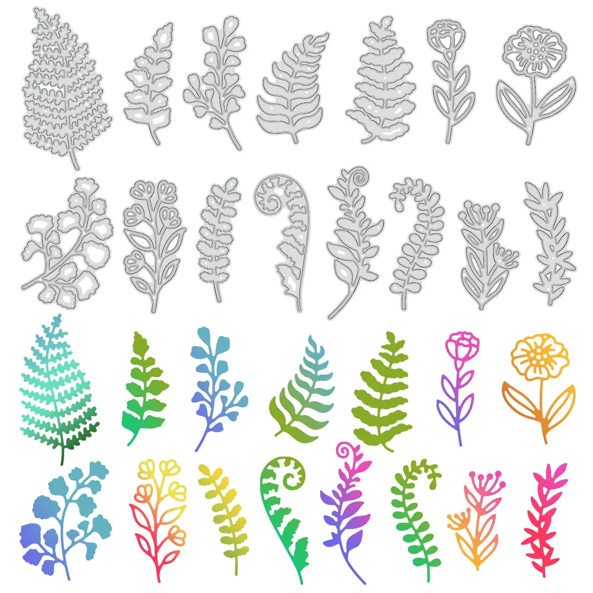 INFUNLY Fern Leaf Cutting Dies 15pcs | Creative Scrapbooking & Card Making Tool - main product image