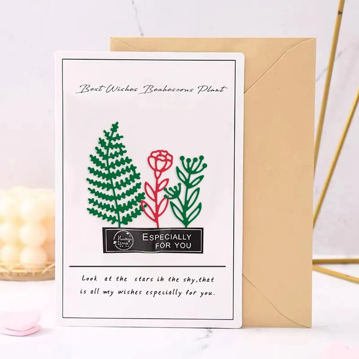 INFUNLY Fern Leaf Cutting Dies 15pcs | Creative Scrapbooking & Card Making Tool - view 2