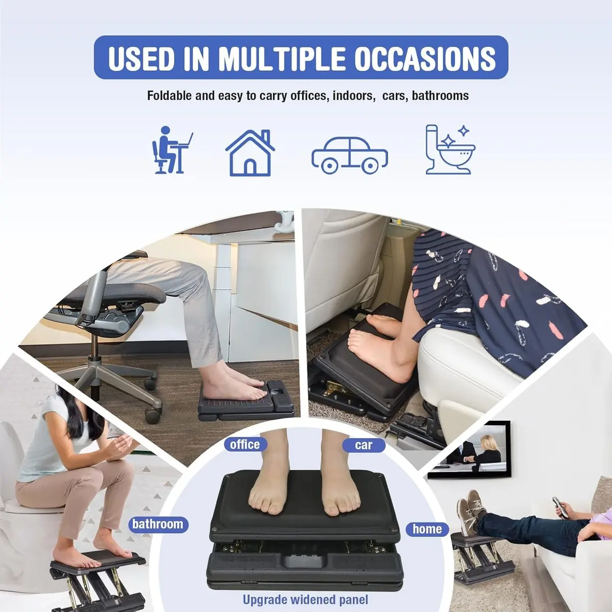 Leermart Adjustable Under Desk Footrest with Massage Beads & Soft Pad | 41.2cm (16.2") Length - view 7