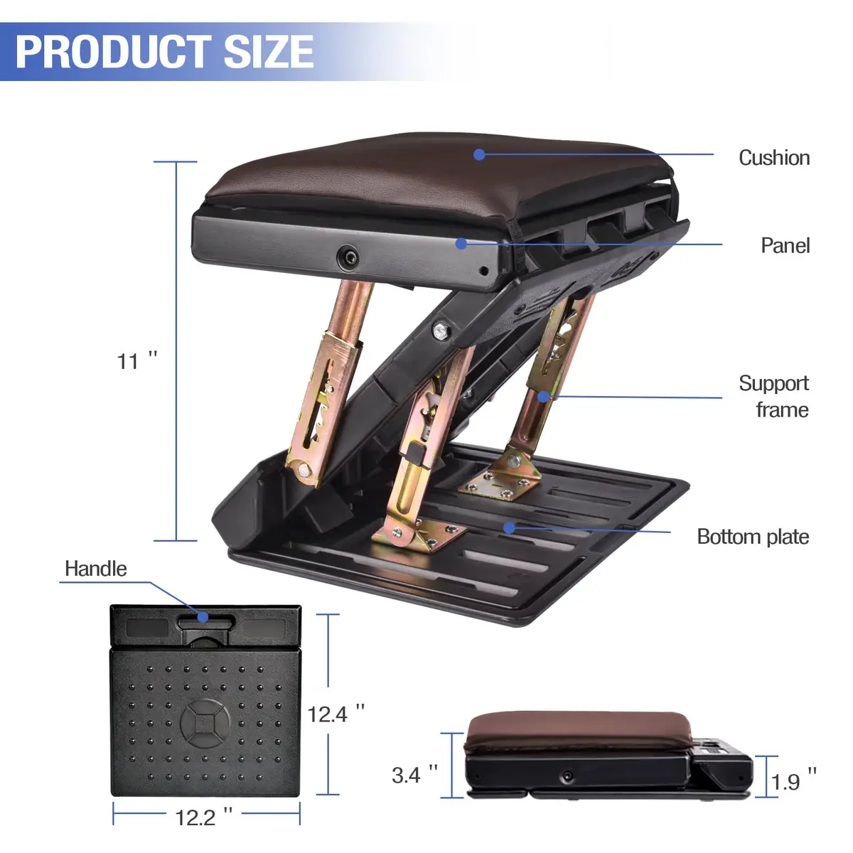 Leermart Adjustable Under Desk Footrest 32.3cm (12.7") | Ergonomic Support for Home & Office - view 5