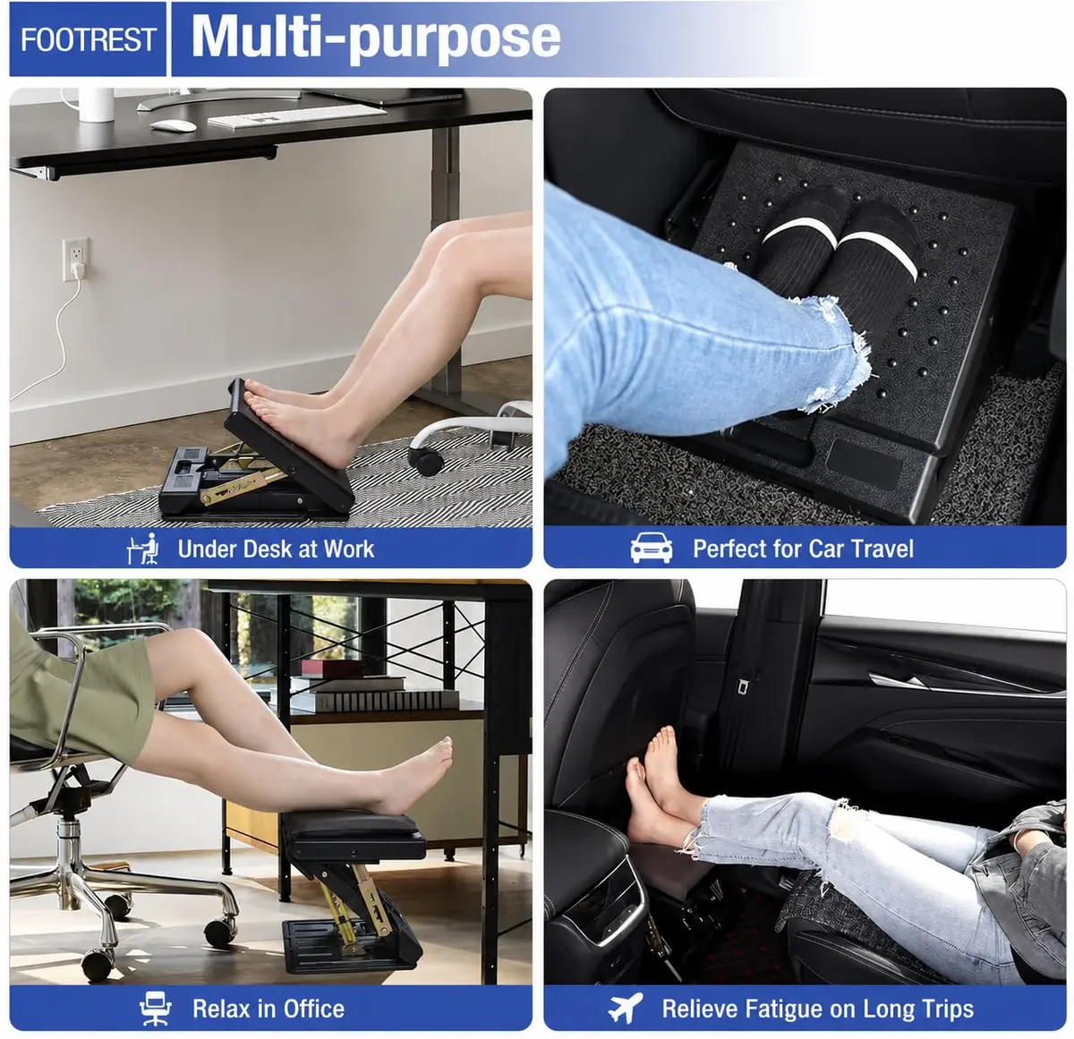 Leermart Adjustable Under Desk Footrest 32.3cm (12.7") | Ergonomic Support for Home & Office - view 6