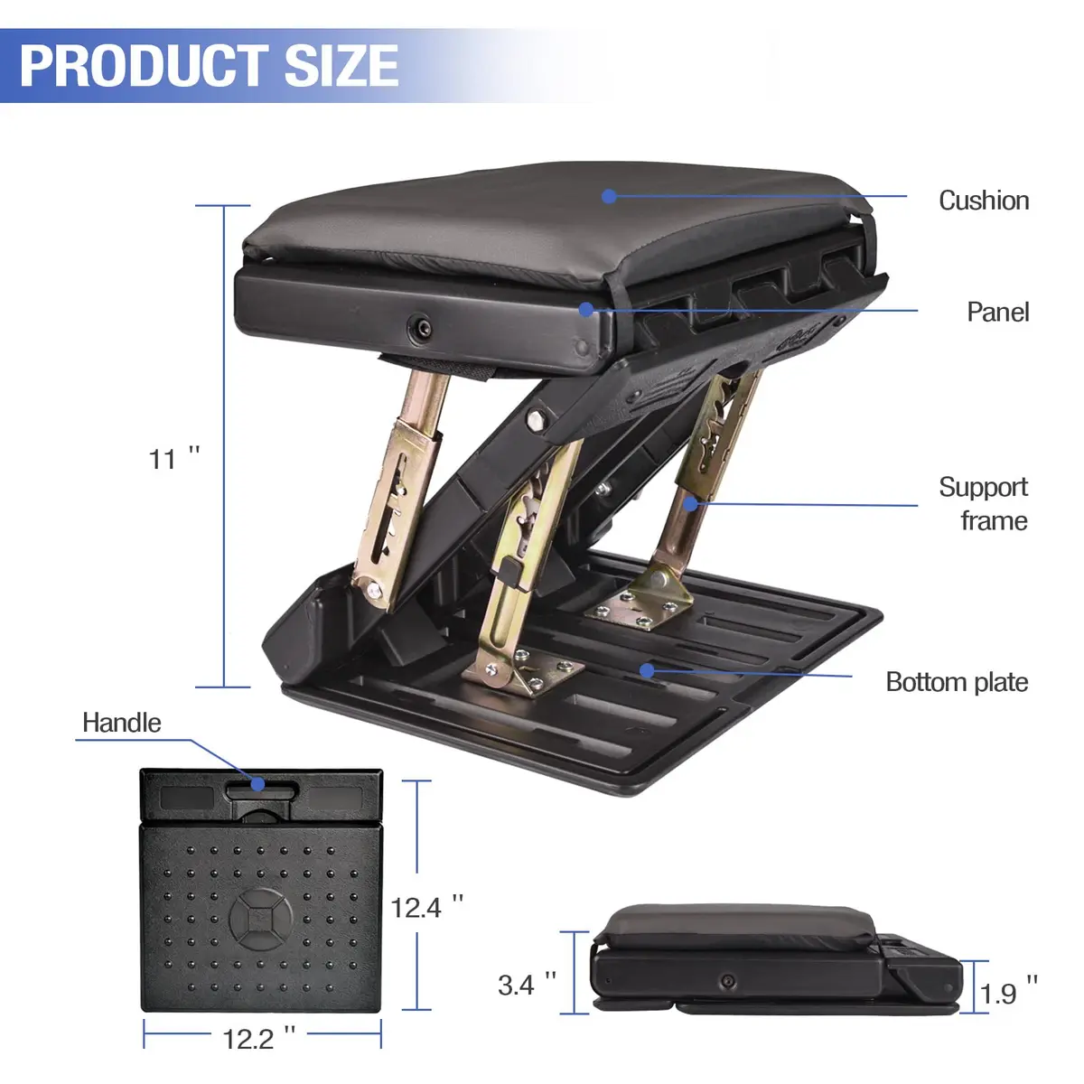 Leermart Under Desk Footrest 4-Level Adjustable Foldable Footrest | Ergonomic Support for Office & Home (70-120 chars) - view 5