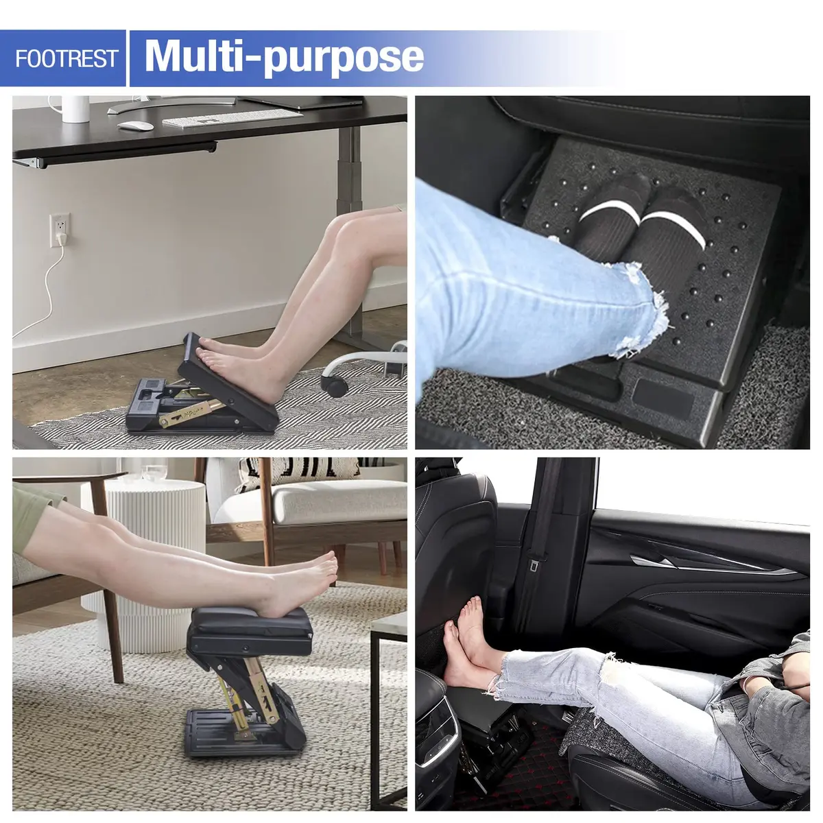 Leermart Under Desk Footrest 4-Level Adjustable Foldable Footrest | Ergonomic Support for Office & Home (70-120 chars) - view 6