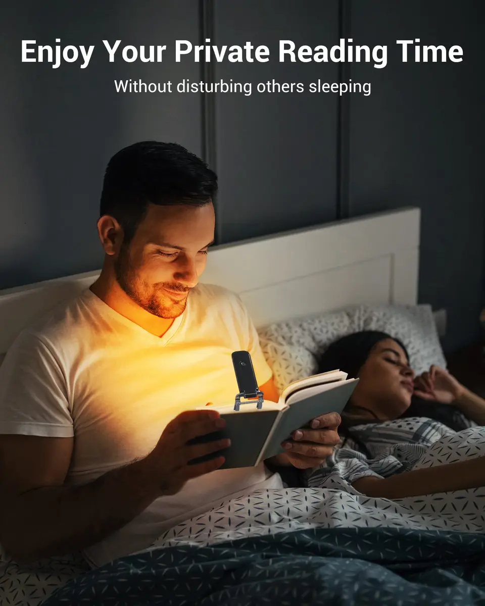 DEWENWILS USB Rechargeable Book Reading Light, LED Clip on Booklight Black | Eye-protection, 8H Battery, Portable - view 6