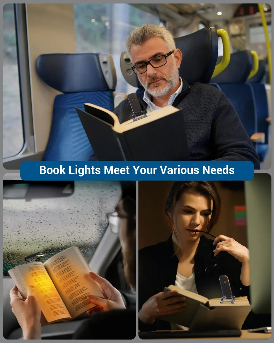 DEWENWILS USB Rechargeable Book Reading Light, LED Clip on Booklight Black | Eye-protection, 8H Battery, Portable - view 8