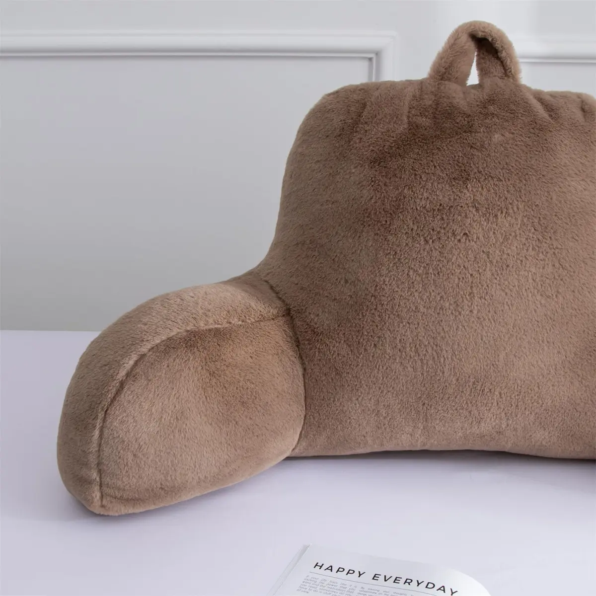 Aimuan Reading Pillow Bed Rest Pillow with Arms | 18-inch Support for Adults & Teens, Khaki - view 5