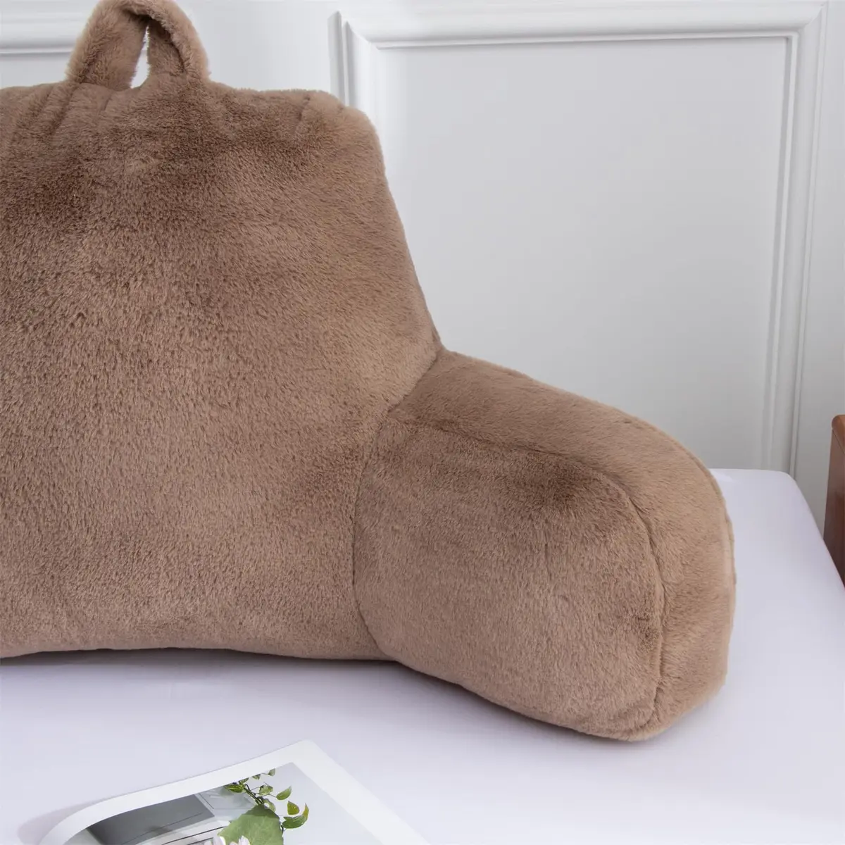 Aimuan Reading Pillow Bed Rest Pillow with Arms | 18-inch Support for Adults & Teens, Khaki - view 7