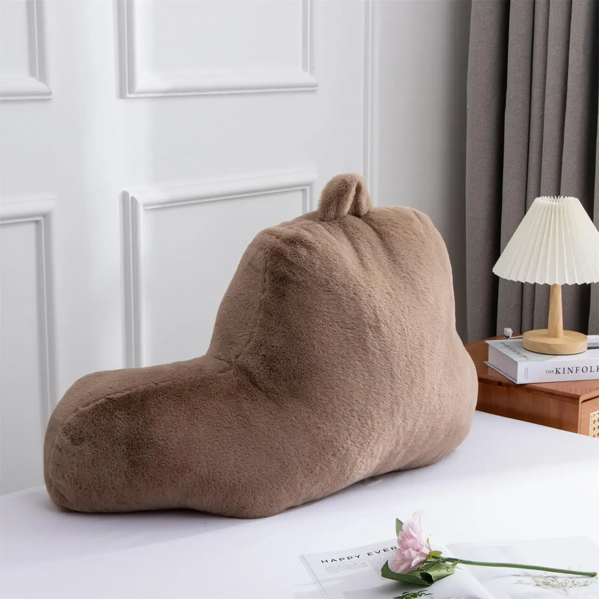 Aimuan Reading Pillow Bed Rest Pillow with Arms | 18-inch Support for Adults & Teens, Khaki - view 2
