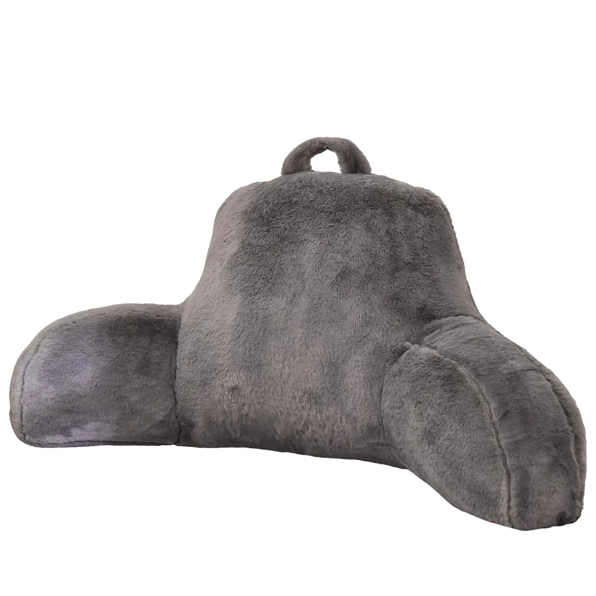 Aimuan Bed Rest Pillow with Arms | Rabbit Fur Cushion for Adults & Teens, 18in Support, Grey - main product image