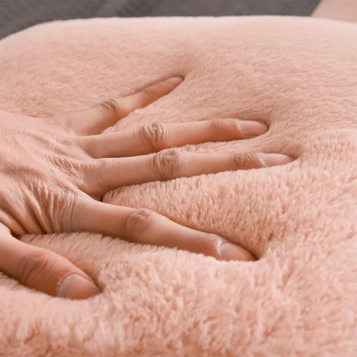 Aimuan Bed Rest Pillow with Arms | Cozy Rabbit Fur Back Support for Sitting & Sleeping in Bed (Standard, Blush) - view 7