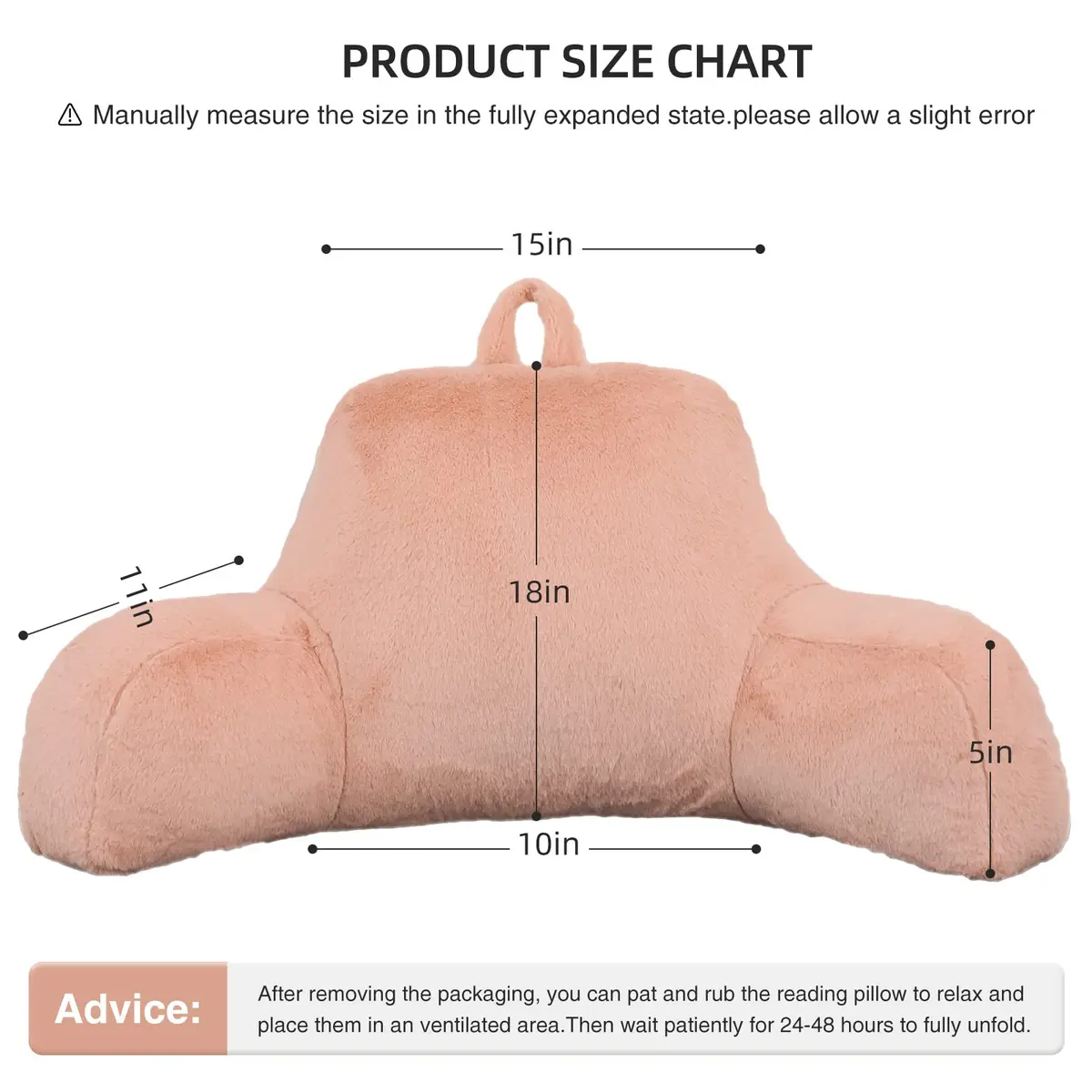 Aimuan Bed Rest Pillow with Arms | Cozy Rabbit Fur Back Support for Sitting & Sleeping in Bed (Standard, Blush) - view 3