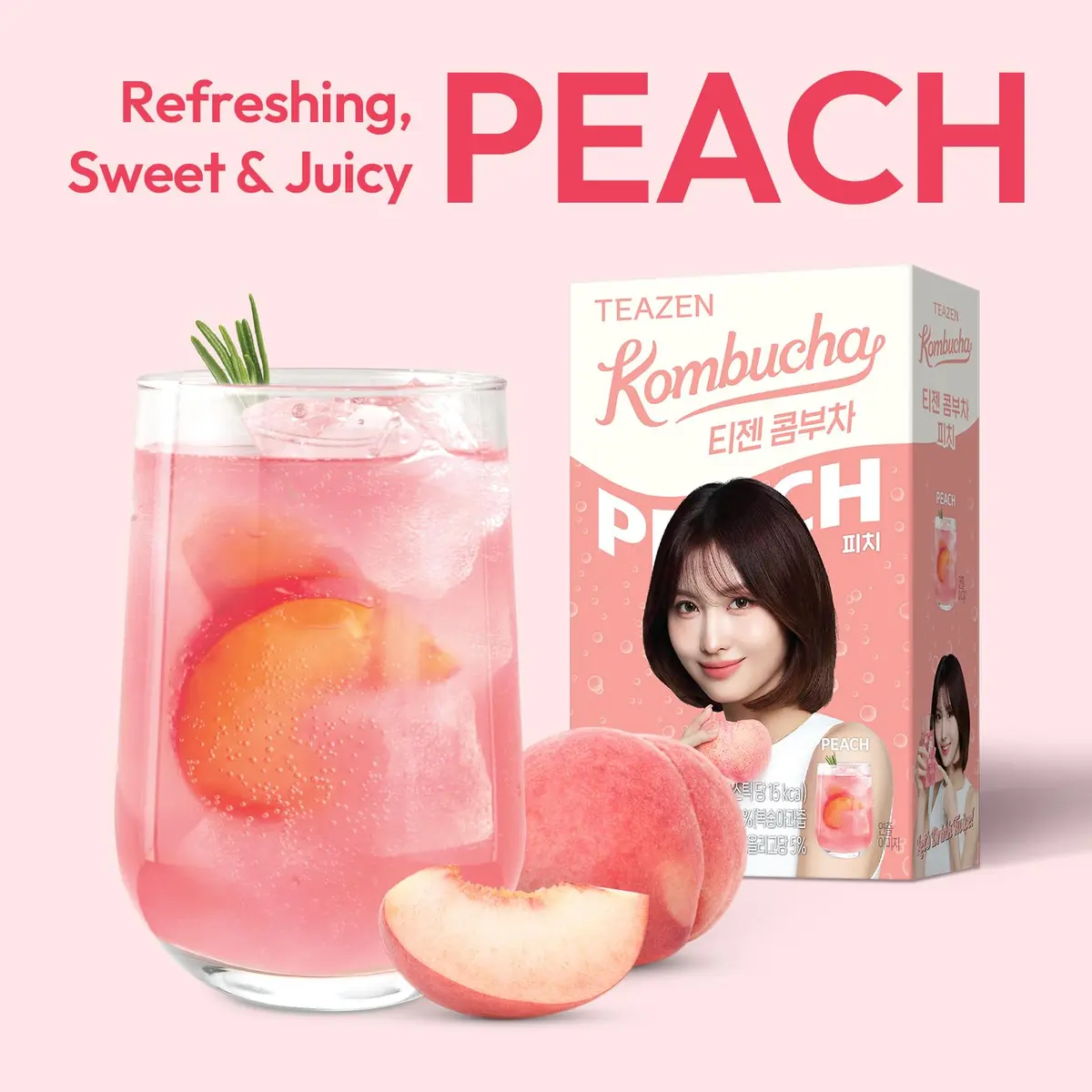 TEAZEN Peach Kombucha Powder 1.76oz | Hydration & Probiotics, Sugar-Free, Live Cultures, On-the-Go Pack - view 4