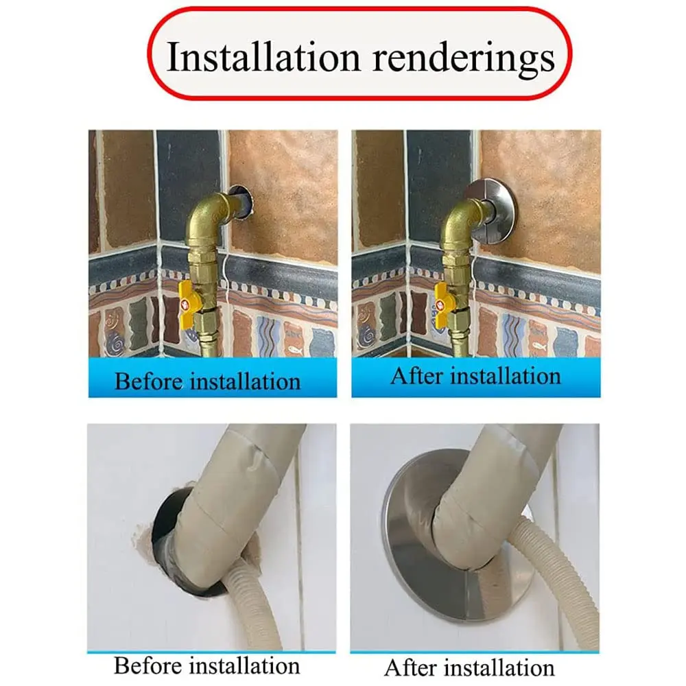 PZRT 2pcs Wall Split Flange, Stainless Steel Round Escutcheon Plate for 35mm Diameter Pipe | Rust-proof & Easy Install - view 5