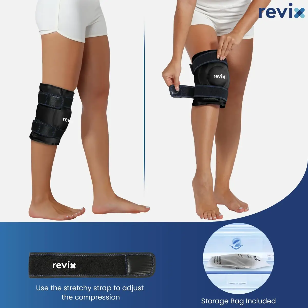 REVIX XL Knee Ice Pack Wrap for Recovery | Cold Compression for Discomfort & Fatigue - view 5