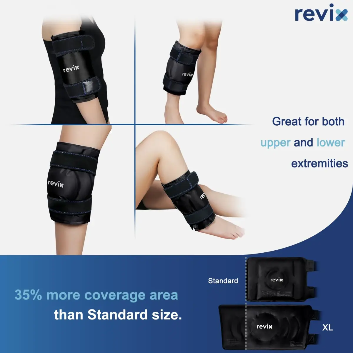 REVIX XL Knee Ice Pack Wrap for Recovery | Cold Compression for Discomfort & Fatigue - view 6