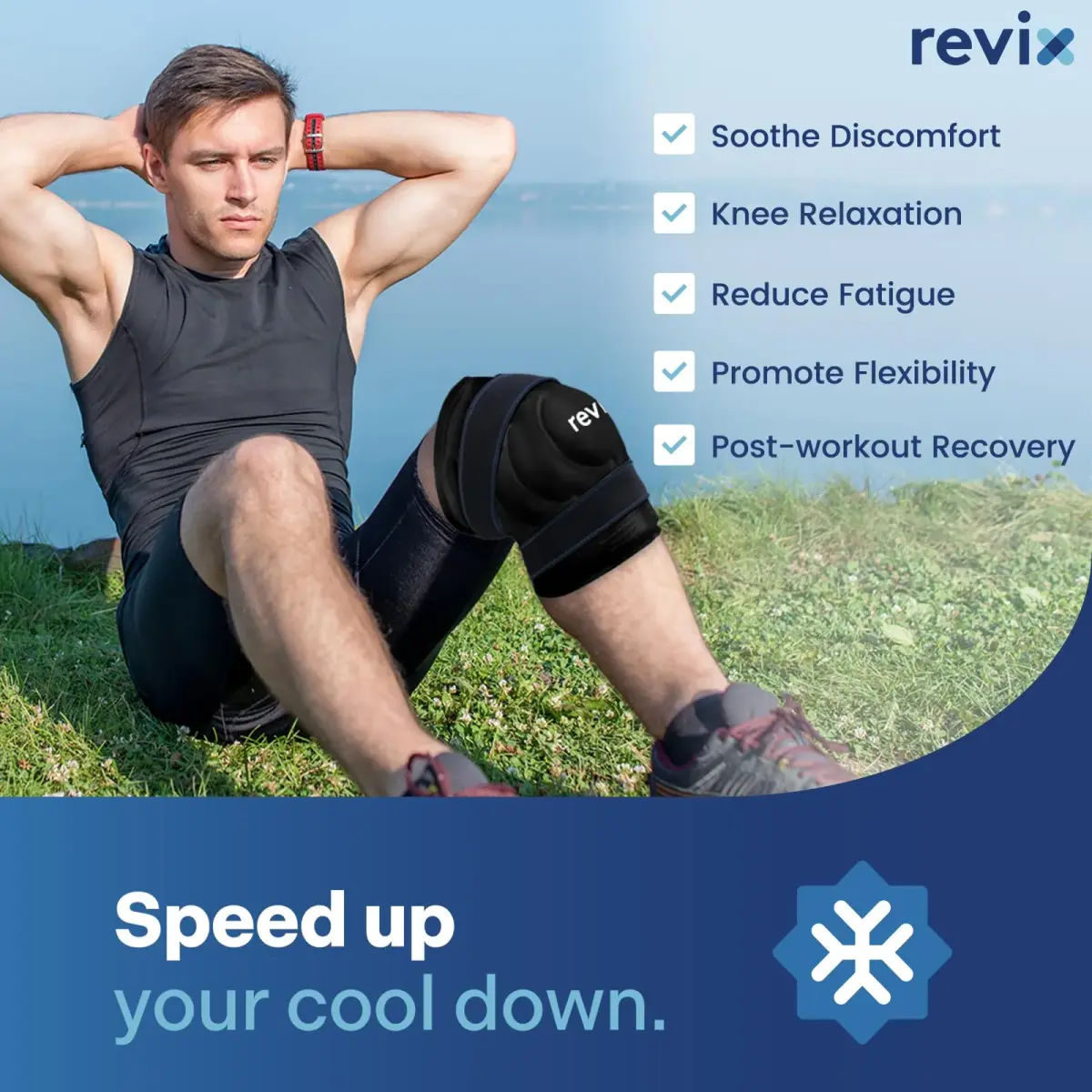 REVIX XL Knee Ice Pack Wrap for Recovery | Cold Compression for Discomfort & Fatigue - view 3