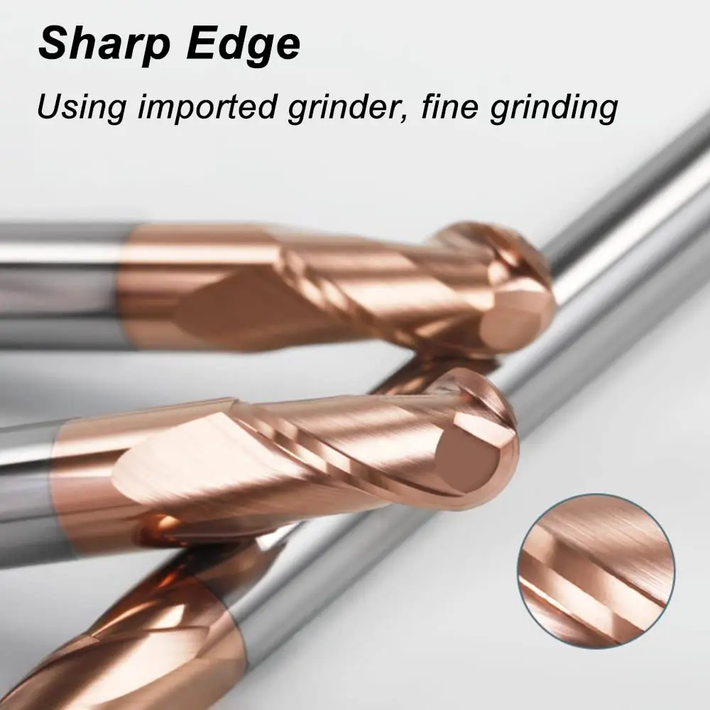 ASNOMY 1-4mm Ball Nose Carbide End Mill Set 5 Pcs | Solid Carbide HRC55 AlTiN Coated CNC Cutter Router Bits for Steel - view 5