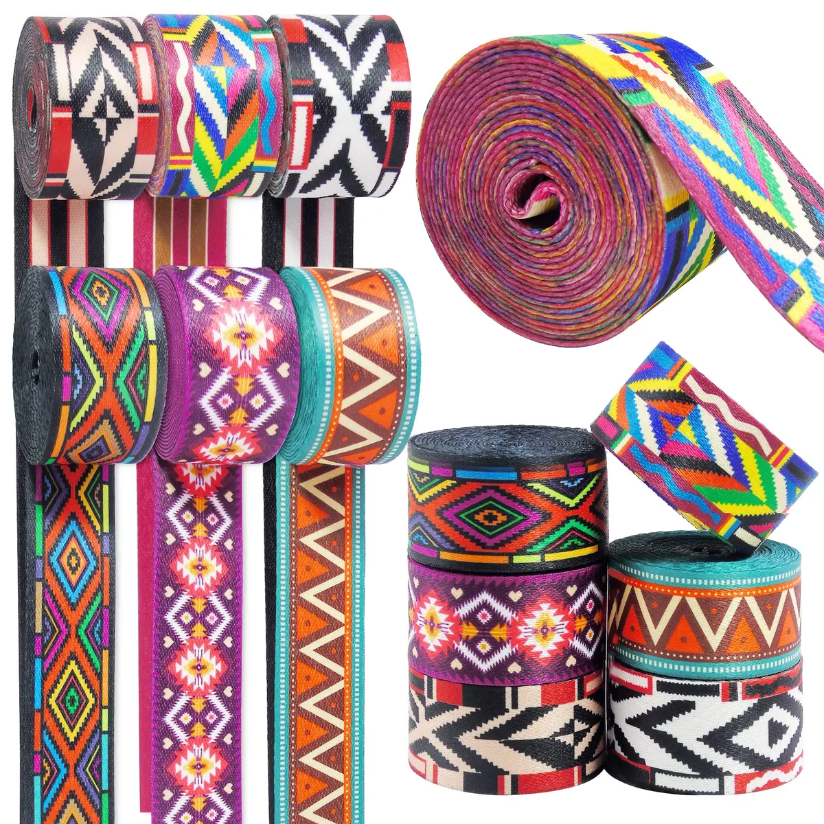Grosun 6 Rolls 1.5 inch Nylon Webbing Belt Webbing Straps Purse Straps Backpack Straps Nylon Belt Patterns | 3.8cm x 3m | Durable & Stylish - main product image
