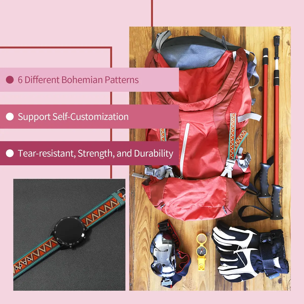 Grosun 6 Rolls 1.5 inch Nylon Webbing Belt Webbing Straps Purse Straps Backpack Straps Nylon Belt Patterns | 3.8cm x 3m | Durable & Stylish - view 3