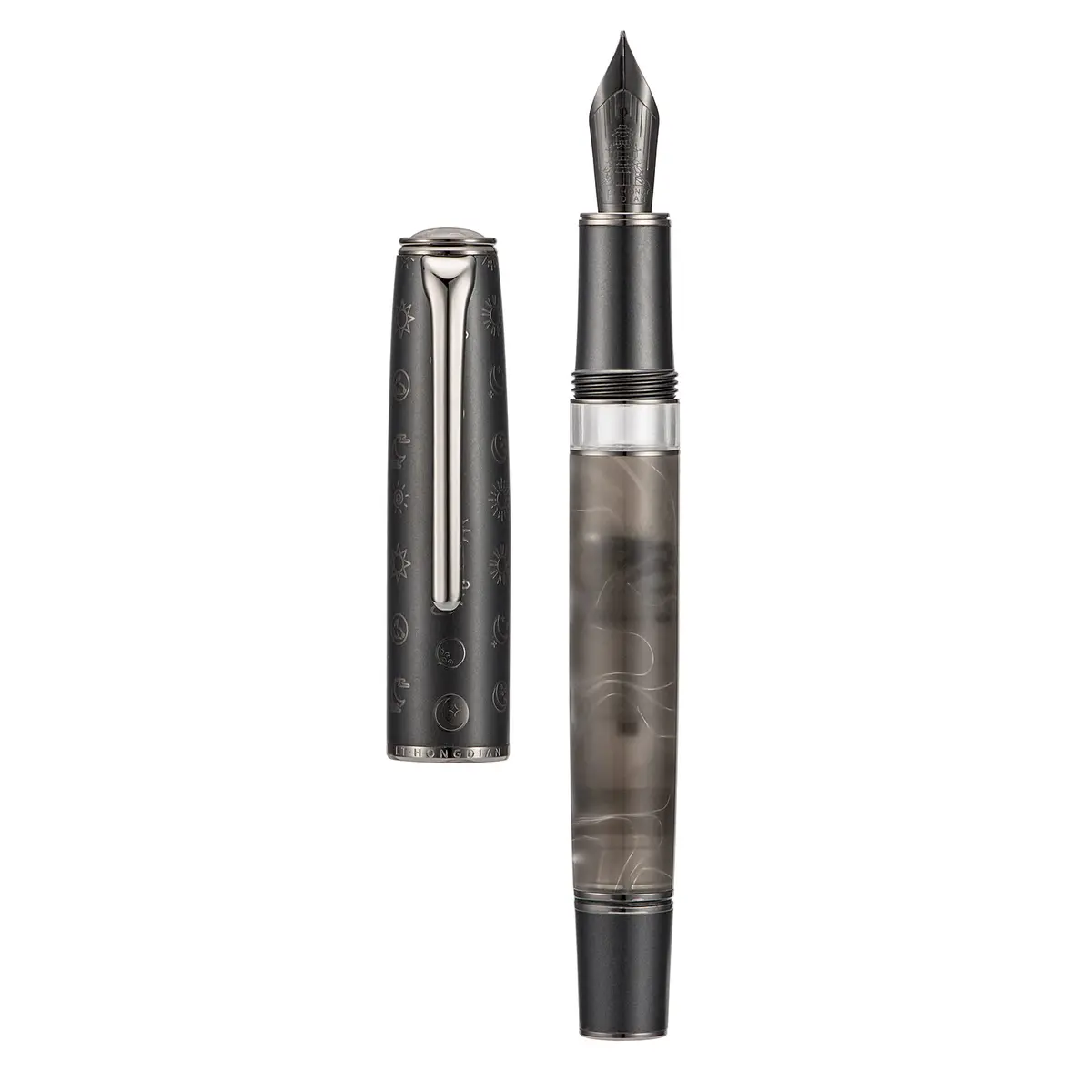 Asvine Hongdian N7 Gray Resin Fountain Pen 0.6mm | Classic Piston Filler, Smooth Writing, Luxury Gift (70-120 chars) - main product image