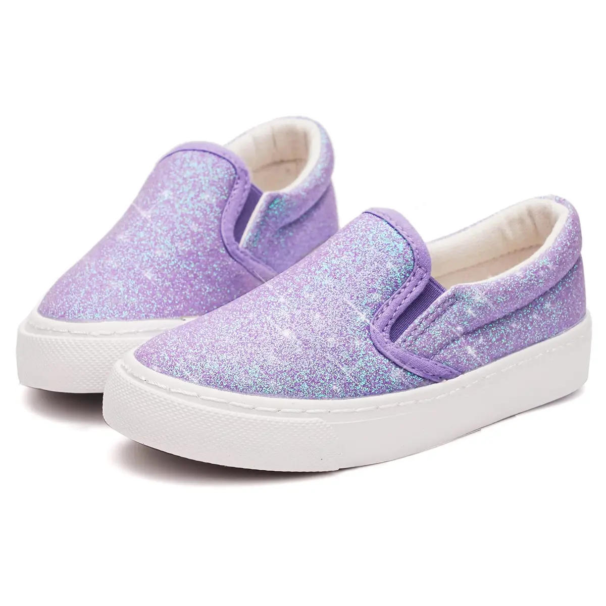Toandon Girls Sneakers Size 3 | Glitter Loafers with Non-Slip Rubber Sole (70-120 chars) - main product image