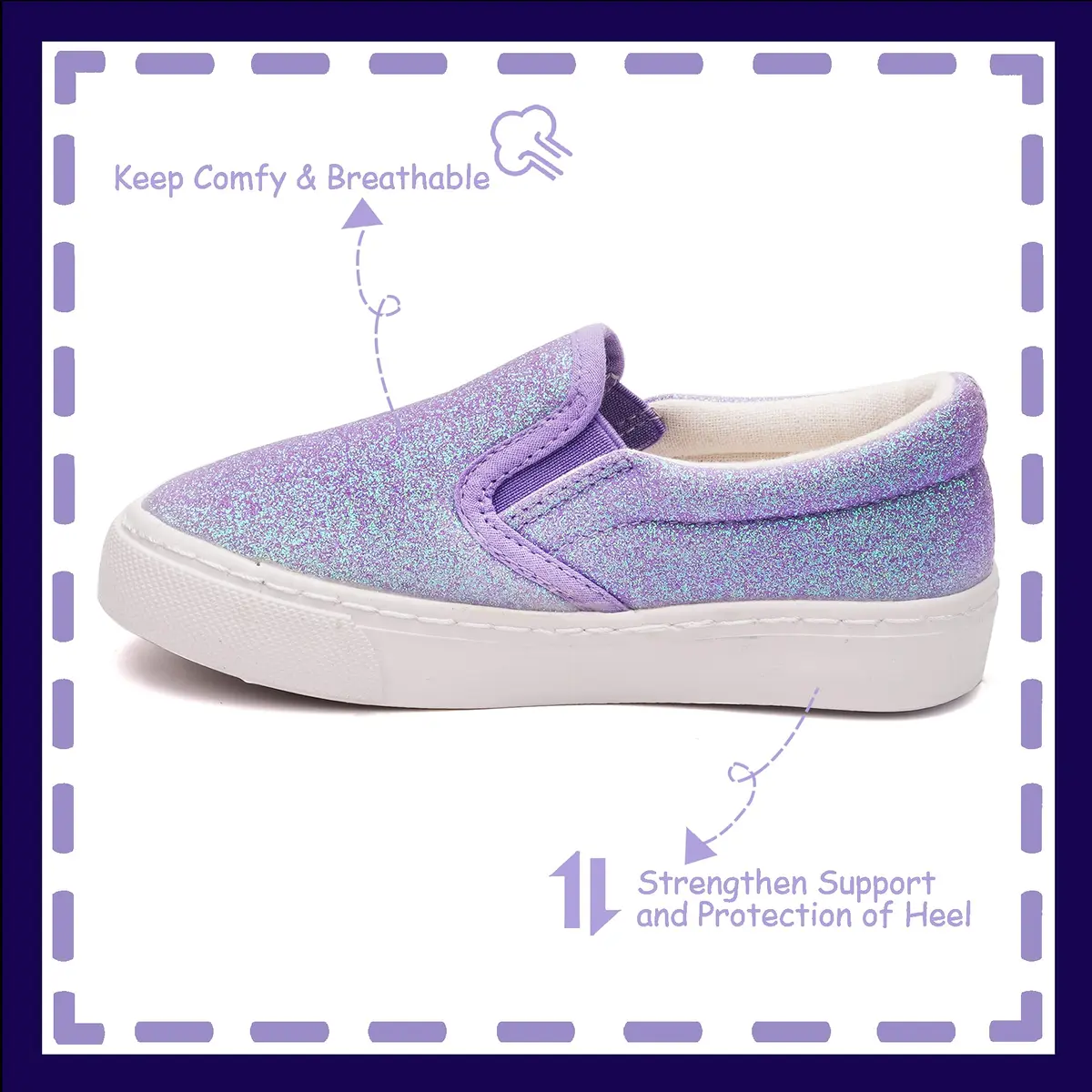 Toandon Girls Sneakers Size 3 | Glitter Loafers with Non-Slip Rubber Sole (70-120 chars) - view 5