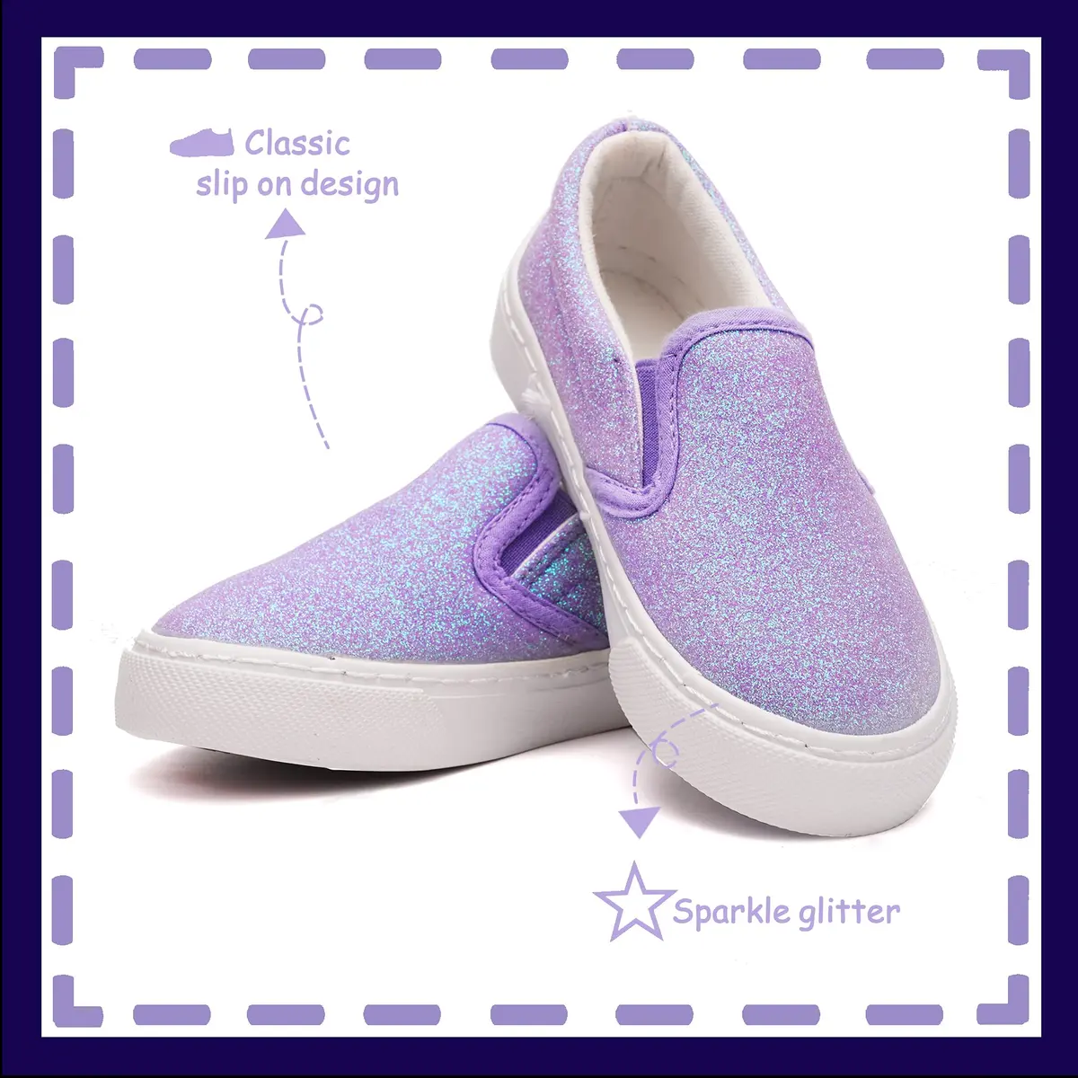 Toandon Girls Sneakers Size 3 | Glitter Loafers with Non-Slip Rubber Sole (70-120 chars) - view 2
