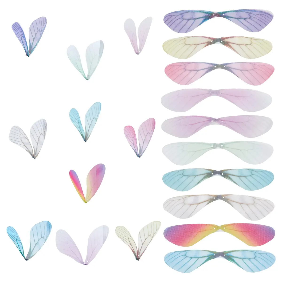 SUNNYCLUE Dragonfly Wings Charms 100Pcs 87x19mm | 10 Colors Fabric Wings for DIY Jewelry Making - main product image