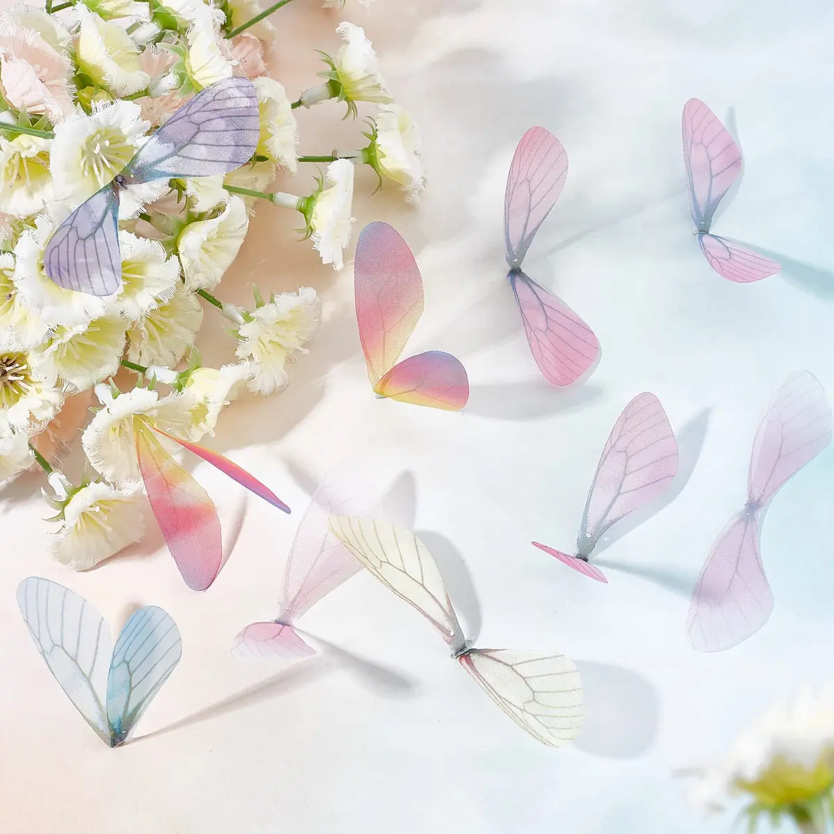 SUNNYCLUE Dragonfly Wings Charms 100Pcs 87x19mm | 10 Colors Fabric Wings for DIY Jewelry Making - view 4