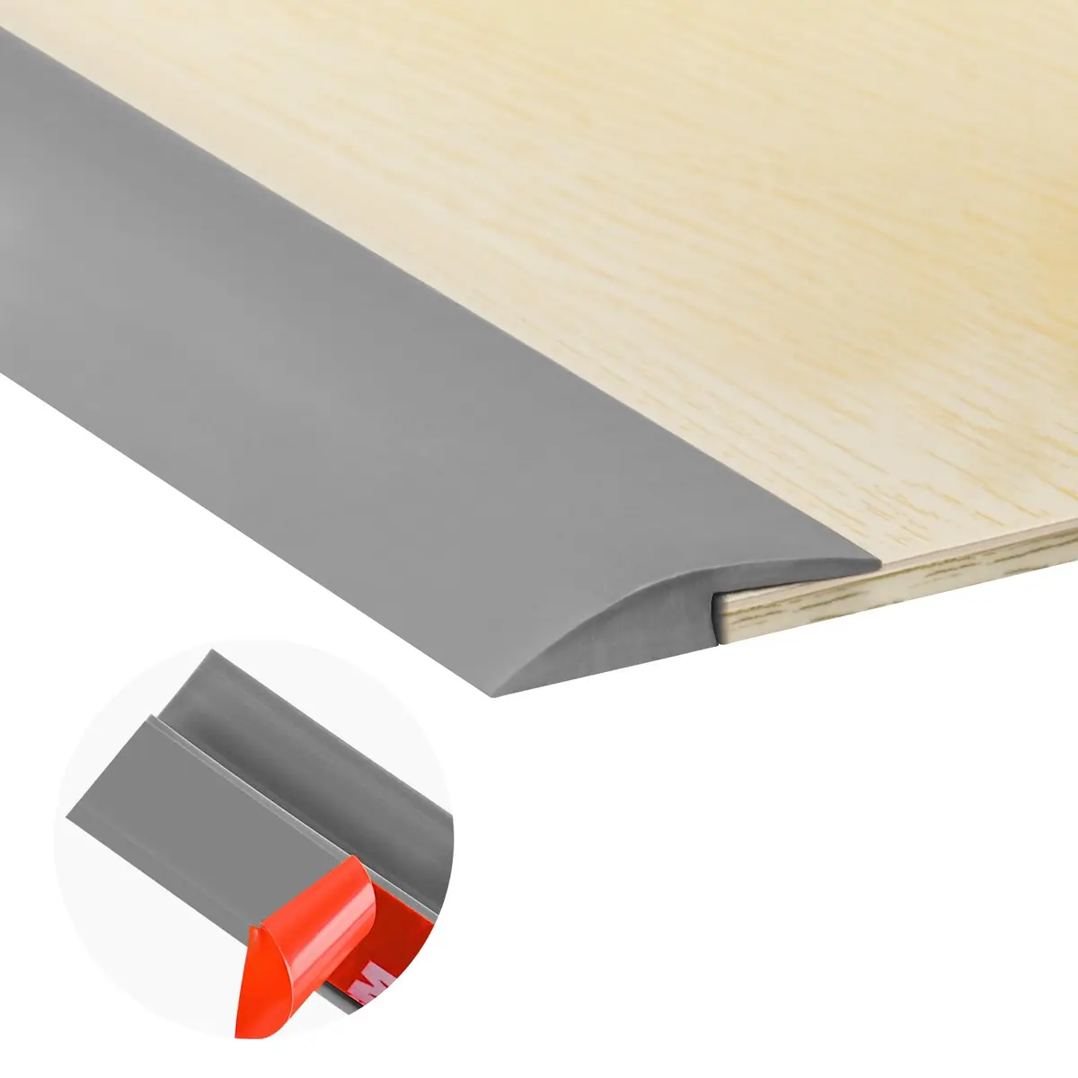 MYFAMIREA Gray PVC Floor Transition Strip 3.05 m (10 ft) | Self-Adhesive Edging Trim for Doorways Under 5 mm Height - main product image