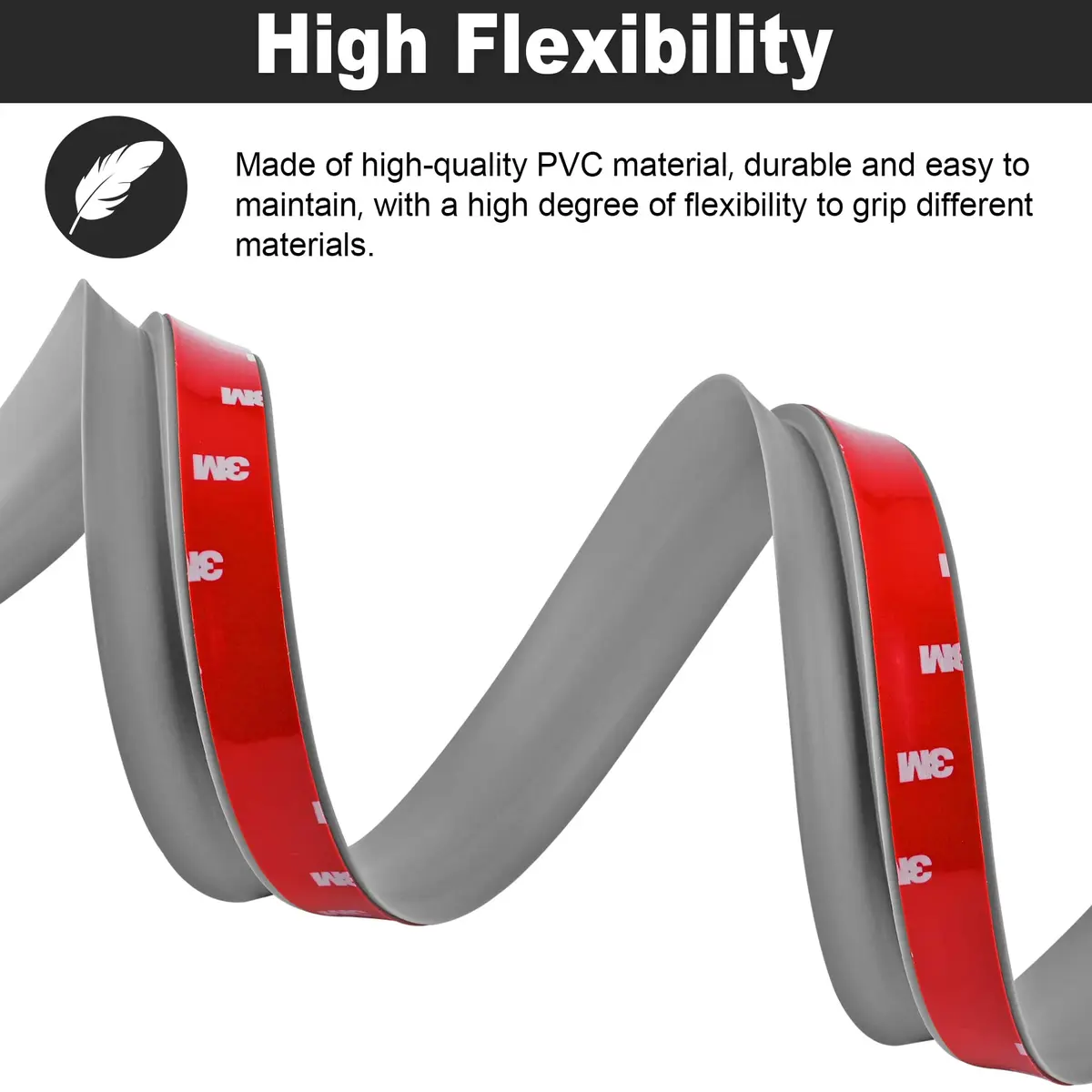 MYFAMIREA Gray PVC Floor Transition Strip 3.05 m (10 ft) | Self-Adhesive Edging Trim for Doorways Under 5 mm Height - view 5