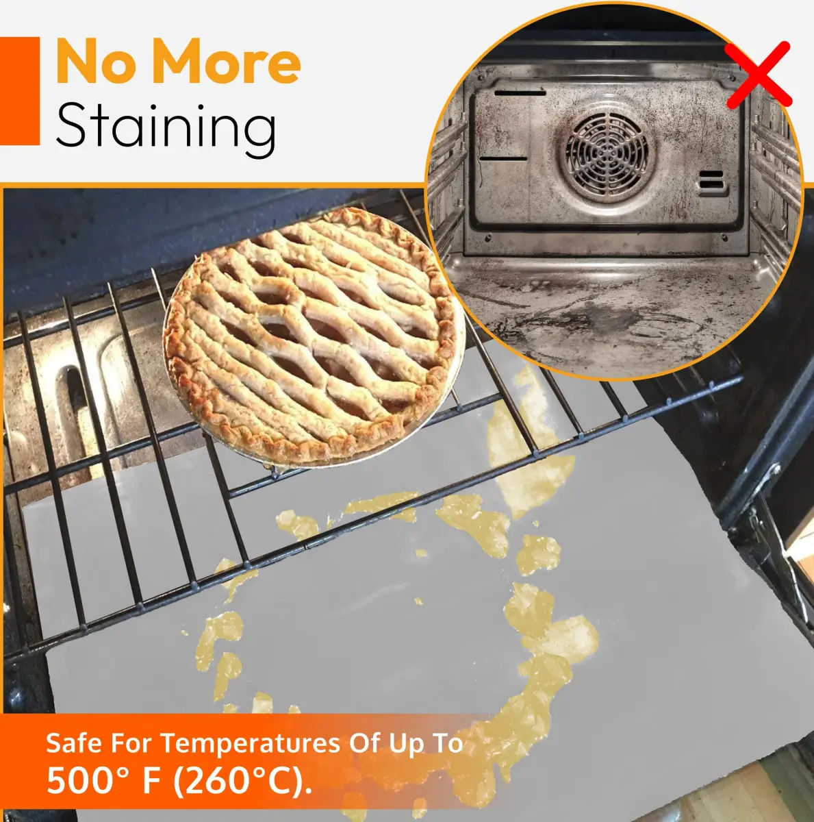ThreadNanny Oven Liners 2 Pack 43cm x 63.5cm (17"x 25") | Protects Oven from Spills, BPA & PFOA Free - view 2