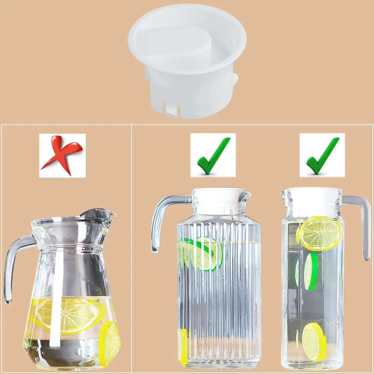 Weilan Glass Water Pitcher Lid Replacement Cap Stoppers for Jug | White, 4 Pack - view 3