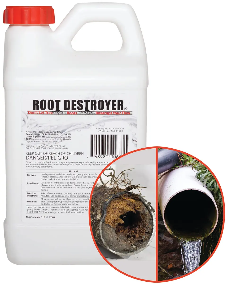 Sanco Industries Root Destroyer 5lbs | Copper Sulfate Root Killer for Sewer & Drain Lines - main product image