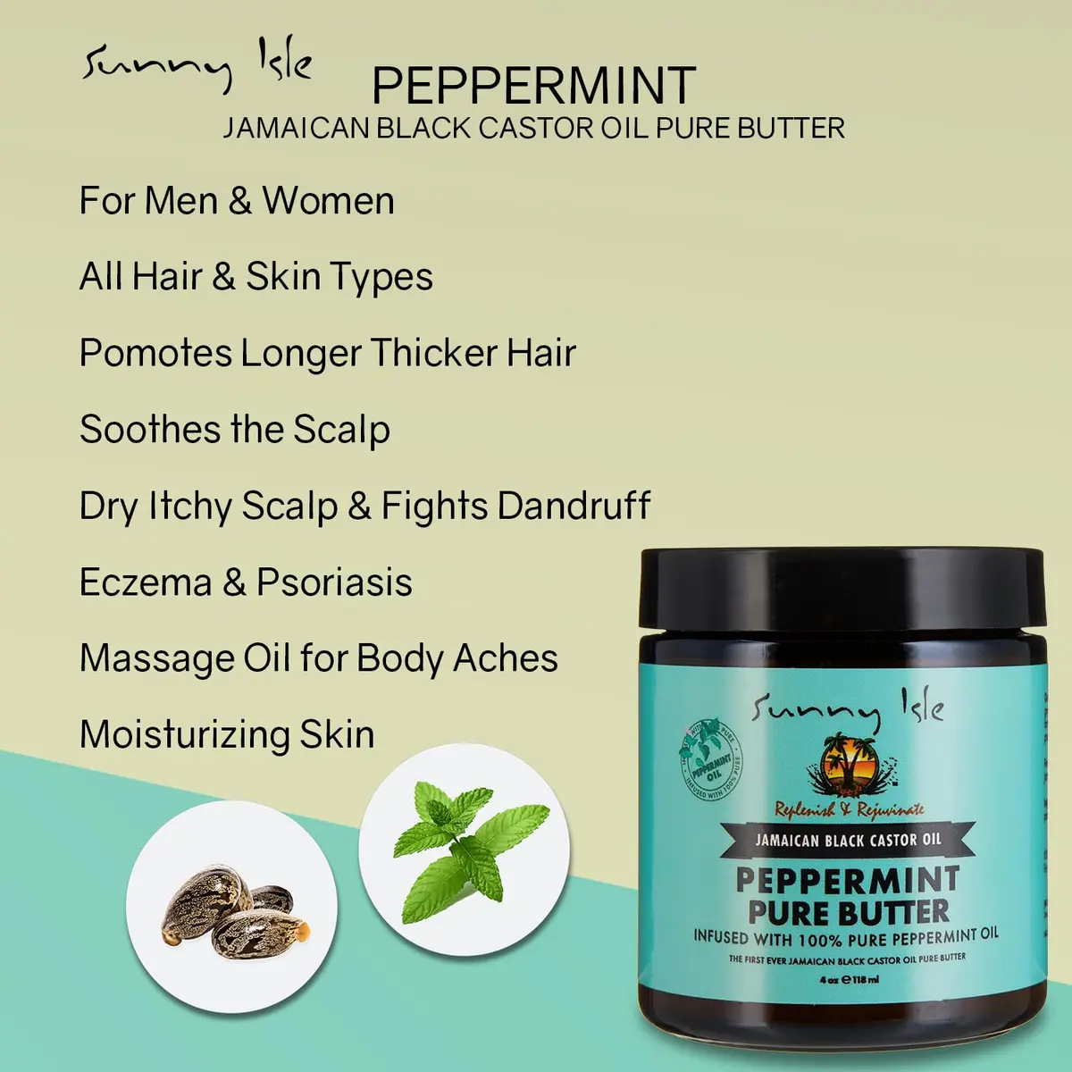 Sunny Isle Jamaican Black Castor Oil Peppermint 4oz | Moisturizes Hair & Skin, Supports Growth, Soothes Dry Areas - view 3