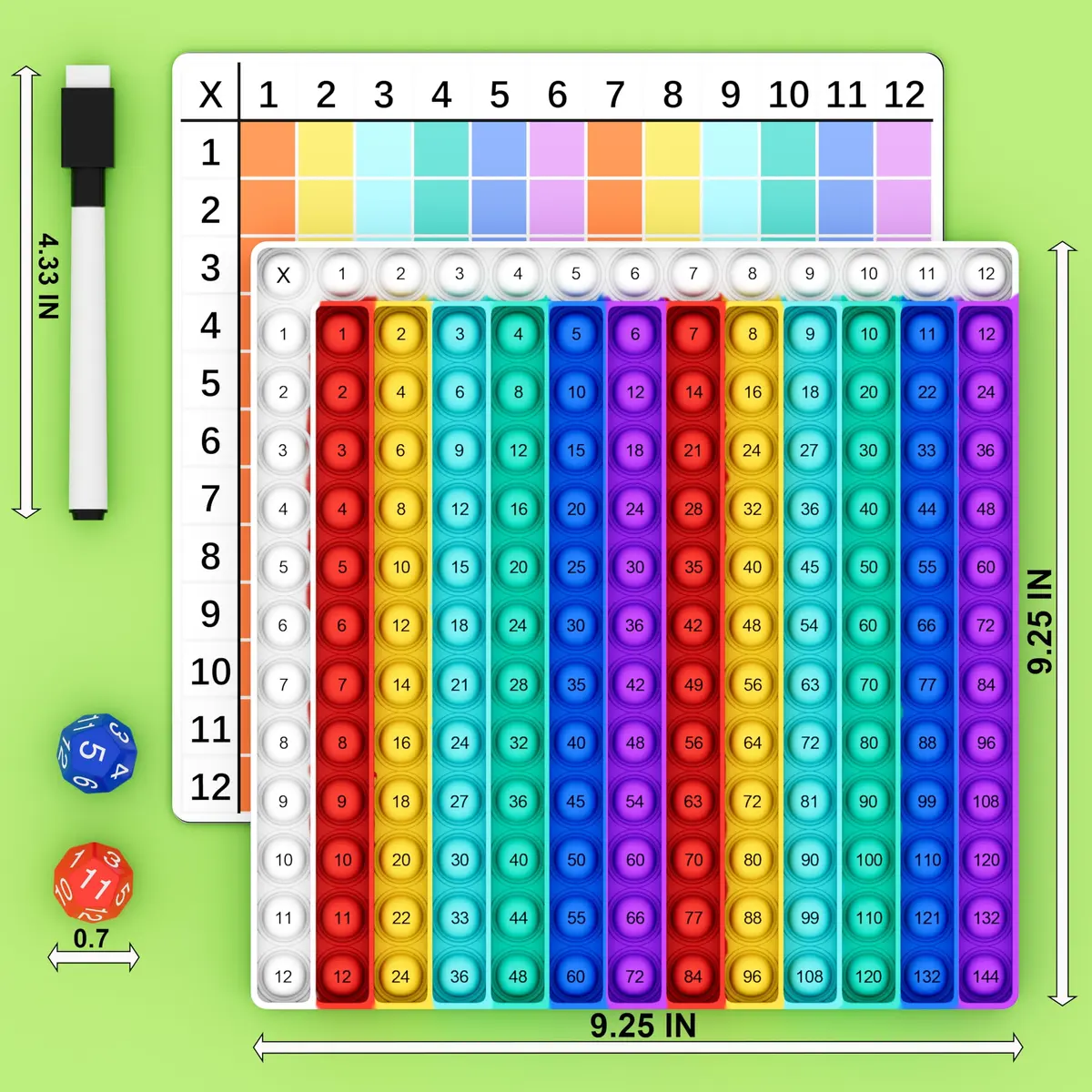 COOVA Multiplication Chart Pop It - Interactive Math Fidget Toy, 9.25 x 9.25 inches, Multi-color for Kids Learning - view 6