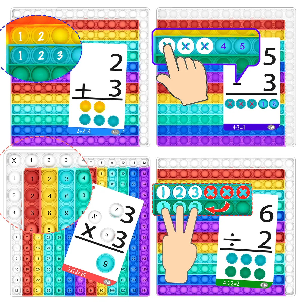 COOVA Multiplication Chart Pop It - Interactive Math Fidget Toy, 9.25 x 9.25 inches, Multi-color for Kids Learning - view 2