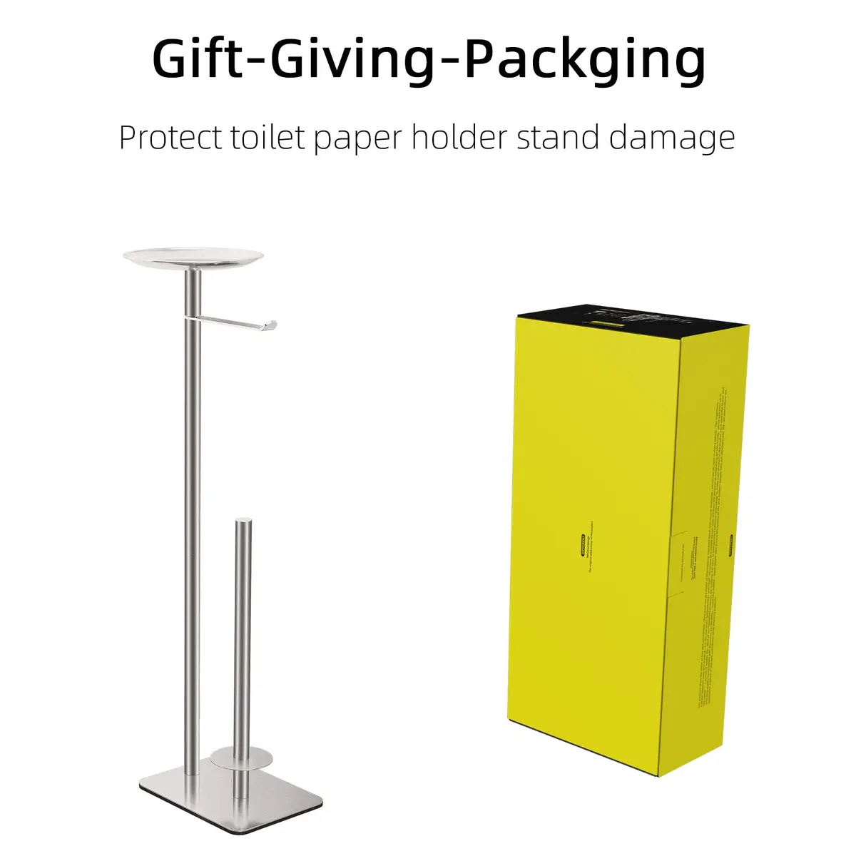 FEILERN Toilet Paper Holder Stand for Bathroom Floor 4 Rolls Storage Shelf (Brush Nickel) - view 6