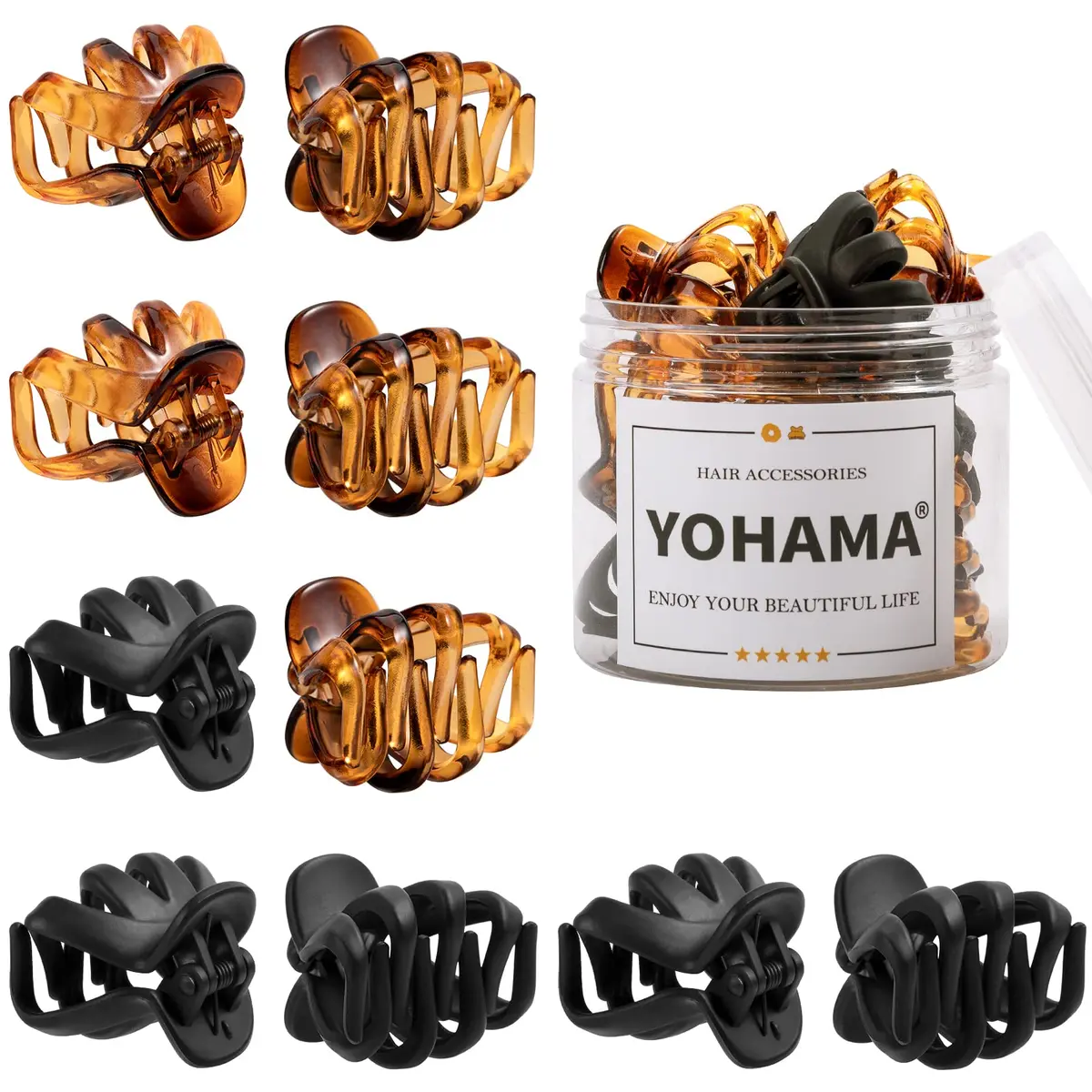 YOHAMA Small Octopus Claw Clips 10pcs (4cm) | Strong Hold for Thin to Thick Hair - main product image