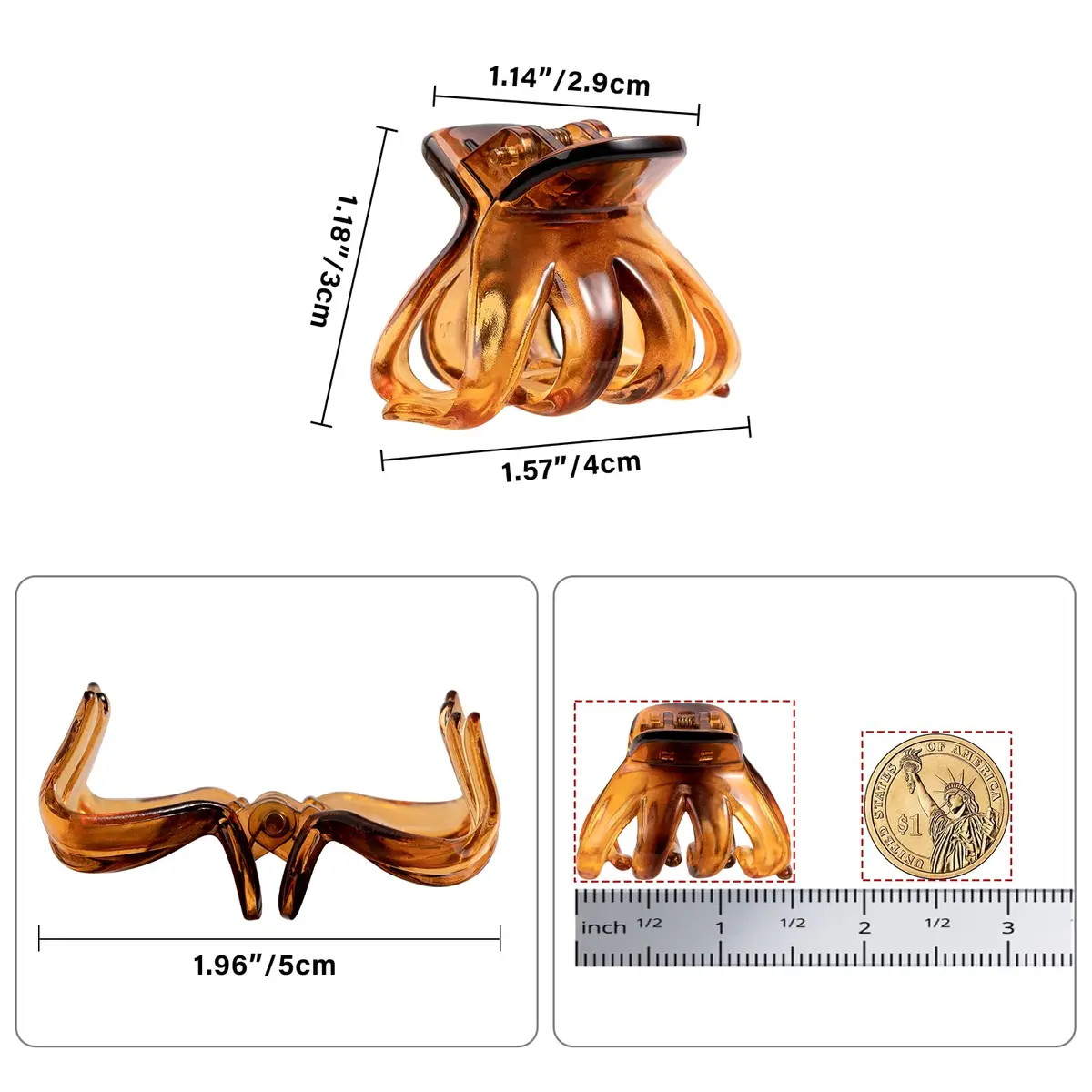 YOHAMA Small Octopus Claw Clips 10pcs (4cm) | Strong Hold for Thin to Thick Hair - view 2