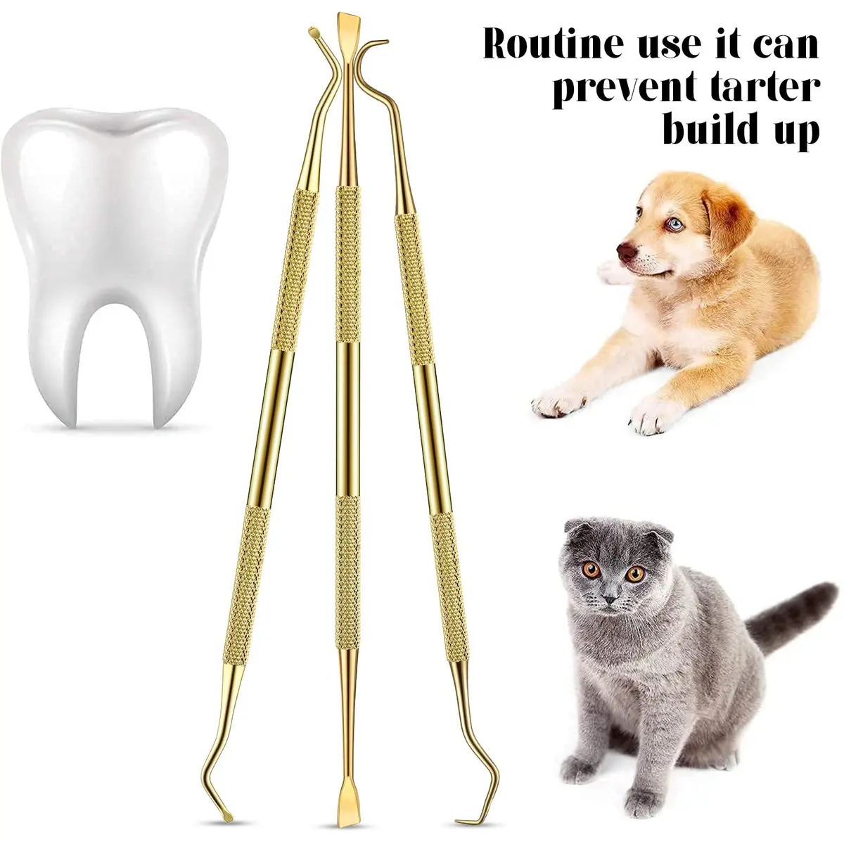 Hotop Dog Tooth Scaler Scraper Dental Tool Stainless Steel,Gold | Pet Dental Care for Tartar Removal - view 3