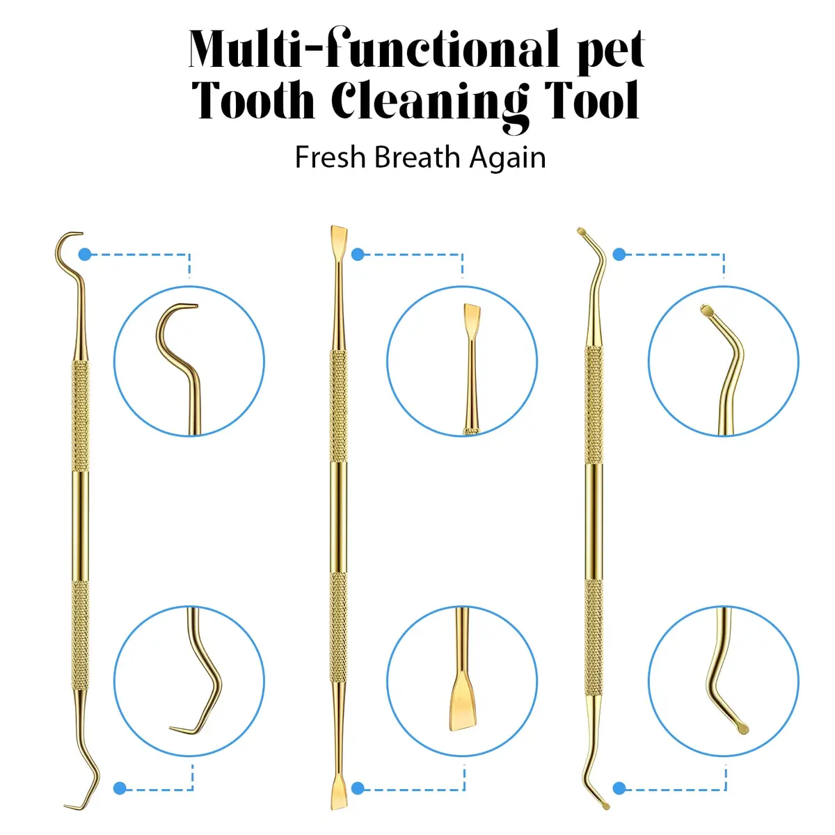 Hotop Dog Tooth Scaler Scraper Dental Tool Stainless Steel,Gold | Pet Dental Care for Tartar Removal - view 4