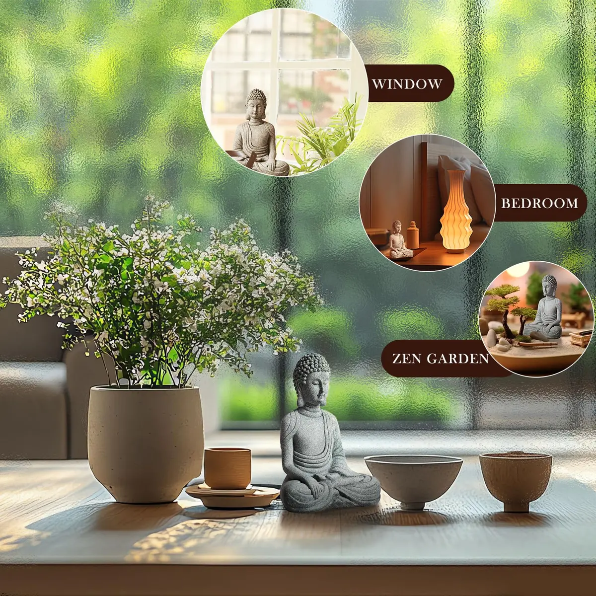 FENGSHUI-CAISHEN Little Buddah Statue for Home Indoor Aquarium | Meditative Zen Decor with Handcrafted Stone Finish - view 3