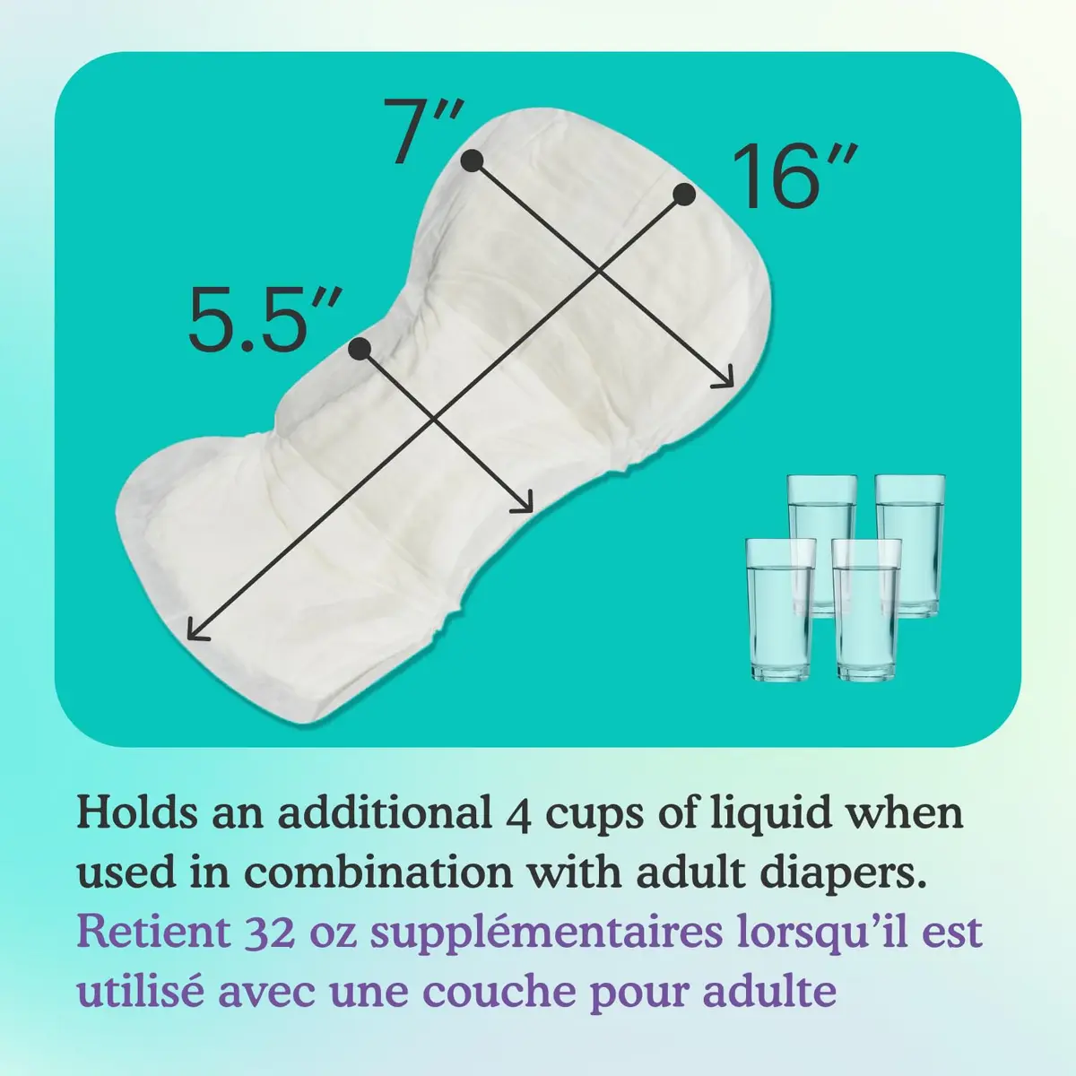 Because Overnight Incontinence Booster Pads for Men and Women | Extra 4 Cups Absorbency, Soft, Unisex, 20 Count - view 5