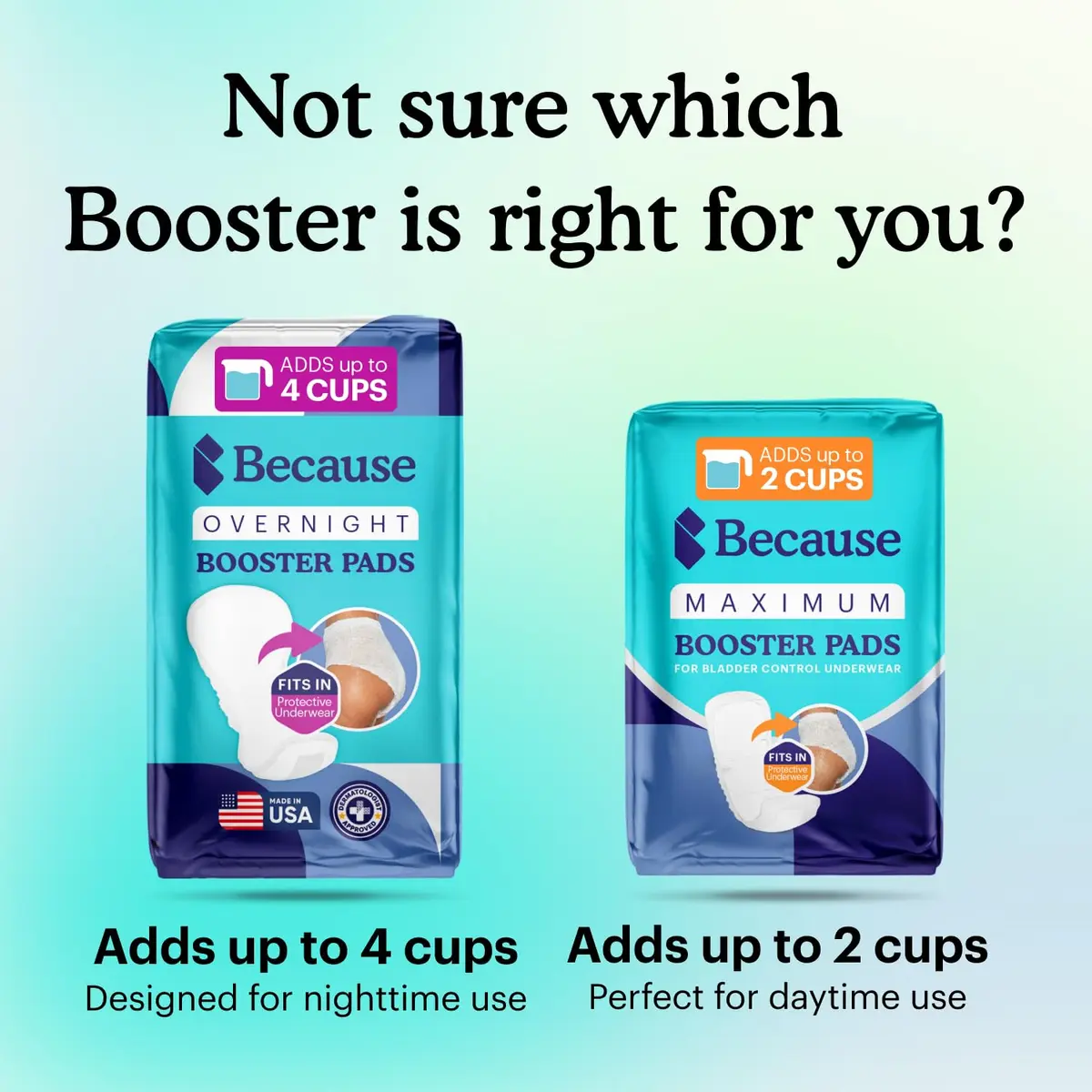 Because Overnight Booster Pads Fits All Adult Diapers | Extra Absorbency for Night Use - view 5