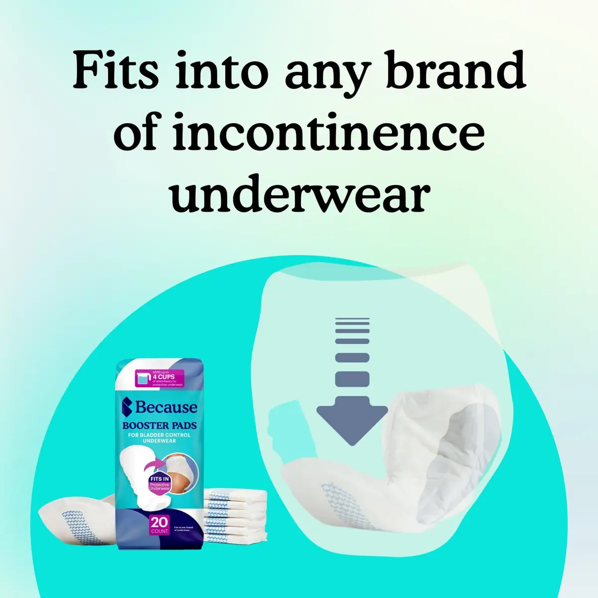 Because Overnight Booster Pads Fits All Adult Diapers | Extra Absorbency for Night Use - view 3