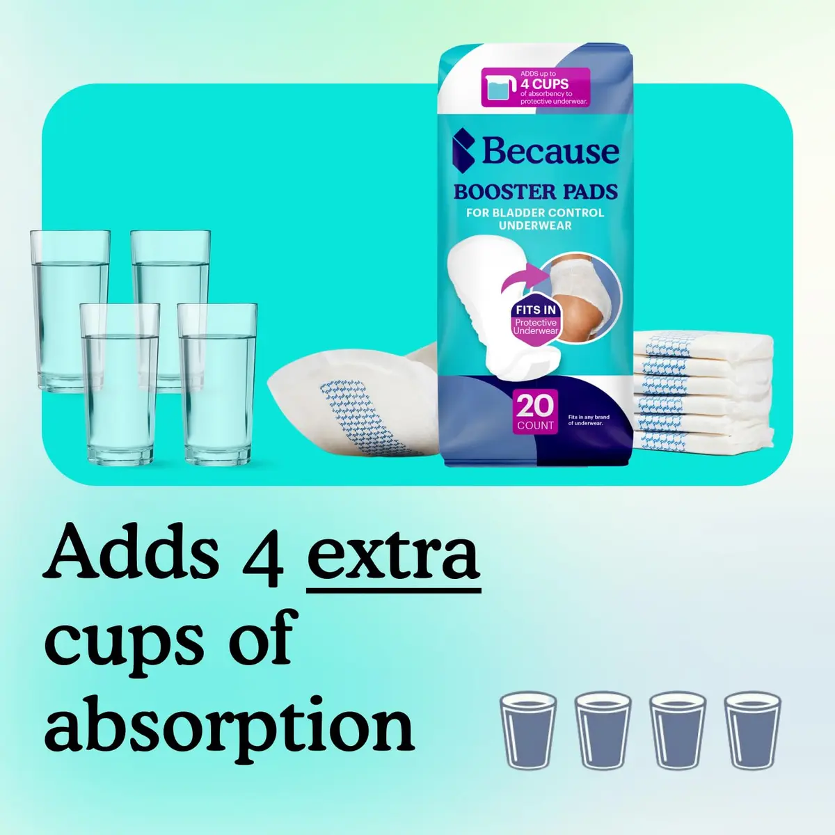Because Overnight Booster Pads Fits All Adult Diapers | Extra Absorbency for Night Use - view 4
