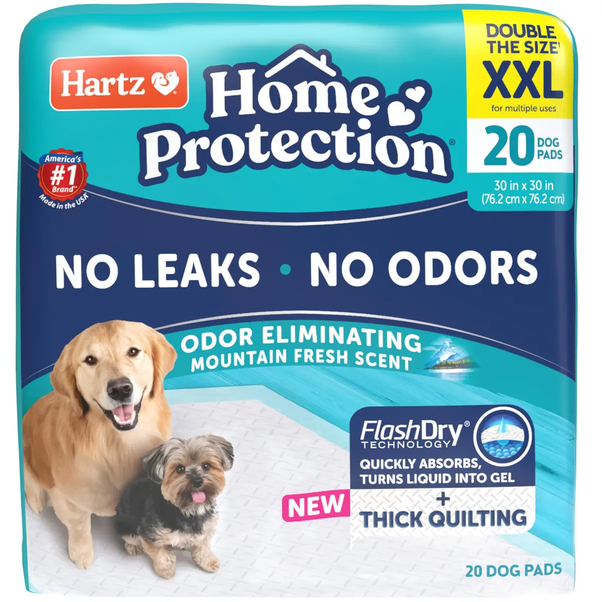 Hartz Dog Training Pads XXL 30 x 30 inches | Odor Eliminating, Leak-Proof, Super Absorbent (70-120c) - main product image