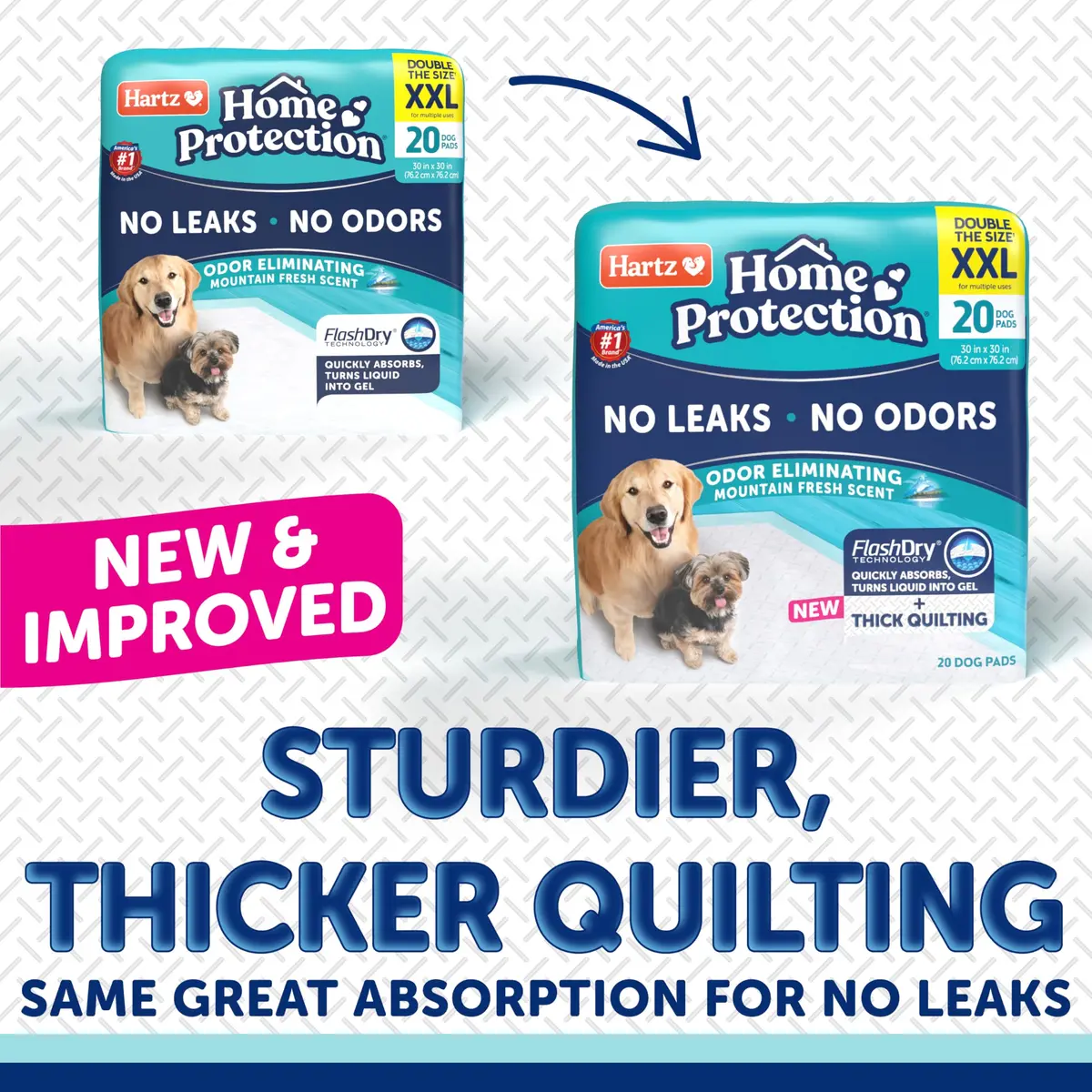 Hartz Dog Training Pads XXL 30 x 30 inches | Odor Eliminating, Leak-Proof, Super Absorbent (70-120c) - view 2